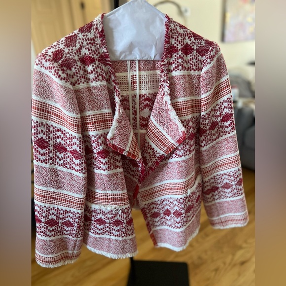 LOFT burgundy and white blazer - Picture 2 of 14